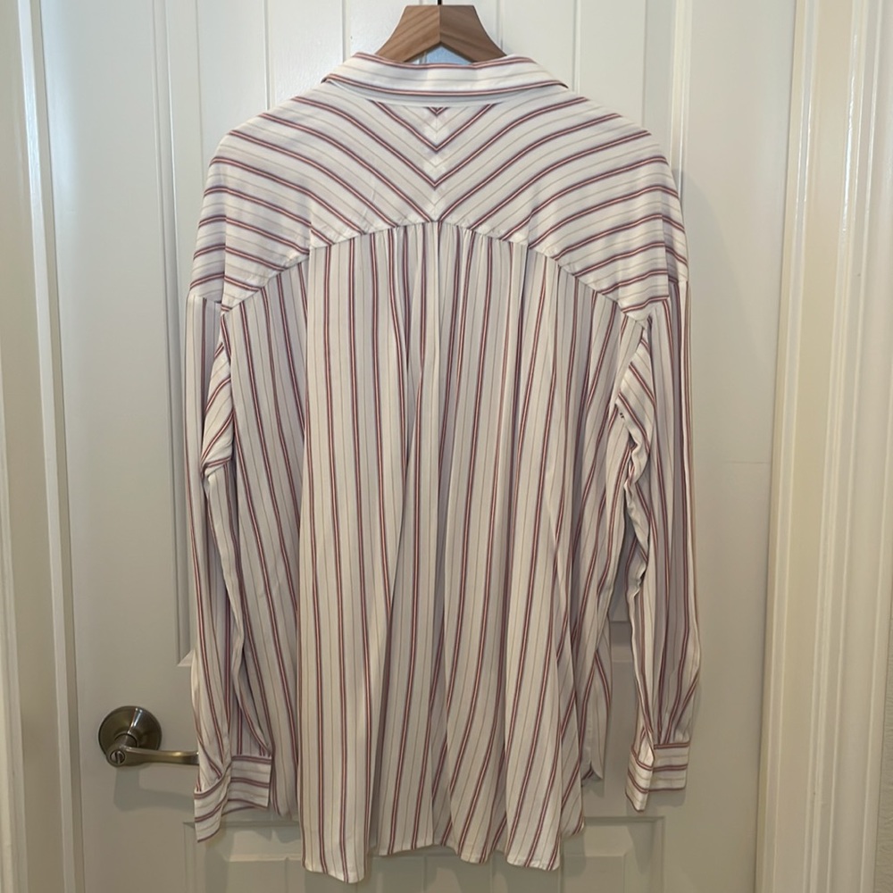 Loft Striped Women’s Button Down Blouse Patriotic… - image 5